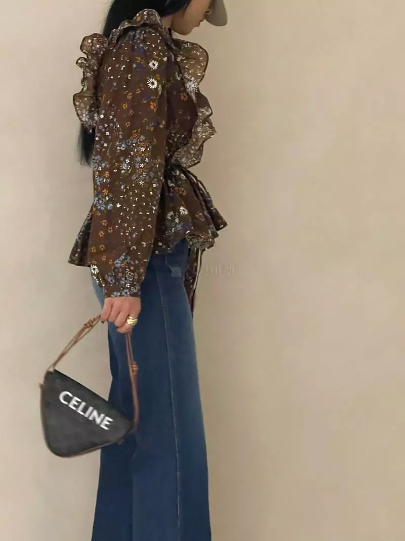Auver_Fit - Korean Women Fashion - #womensfashion - Flower Frill Blouse - 2