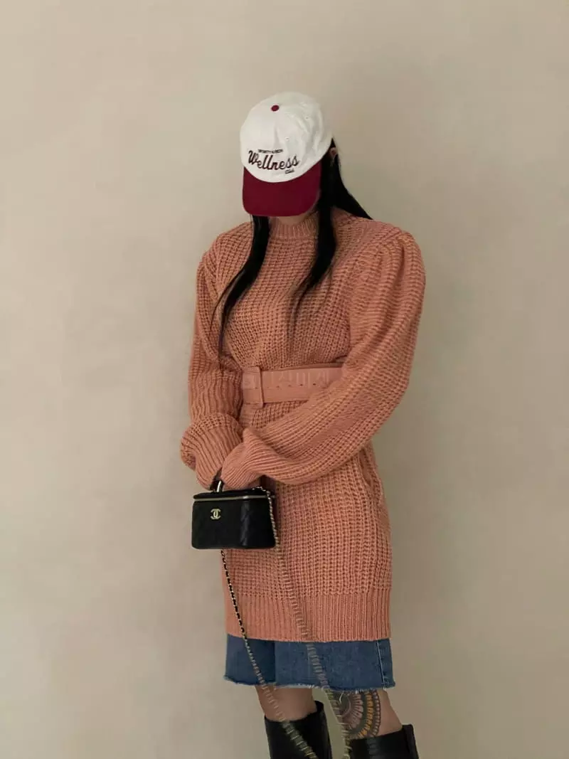 Auver_Fit - Korean Women Fashion - #momslook - Puff Belt One-piece - 4