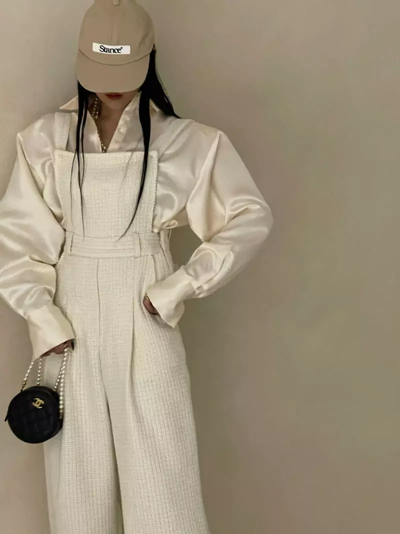 Auver_Fit - Korean Women Fashion - #womensfashion - Twid Dungarees Pants - 6