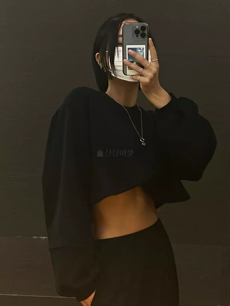Auver_Fit - Korean Women Fashion - #womensfashion - Crop Cross Sweatshirt - 6