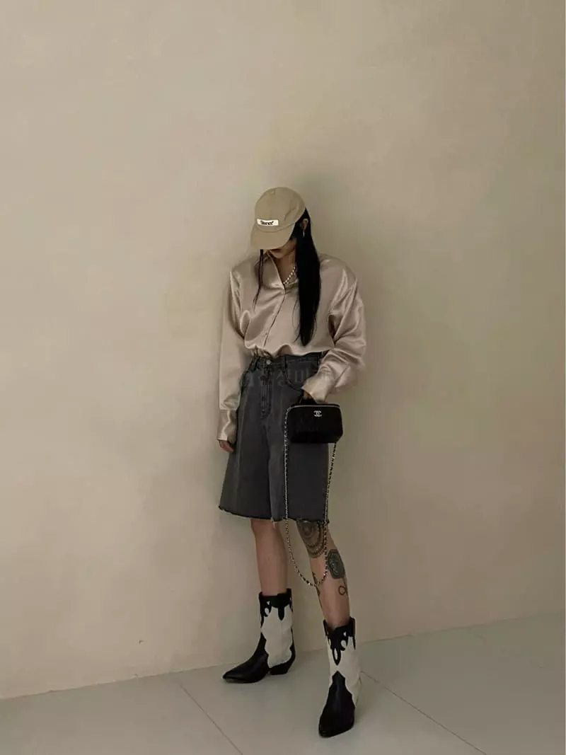 Auver_Fit - Korean Women Fashion - #womensfashion - Shatin Over Pad Shirt - 3
