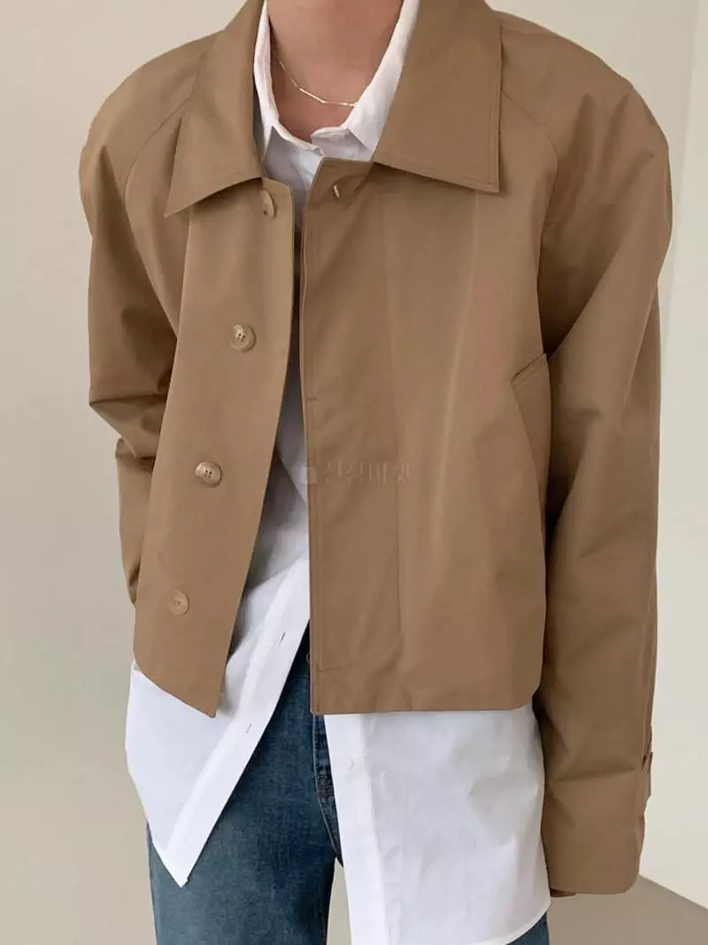 Avecnous - Korean Women Fashion - #vintagekidsstyle - Crop Trench Jacket - 4
