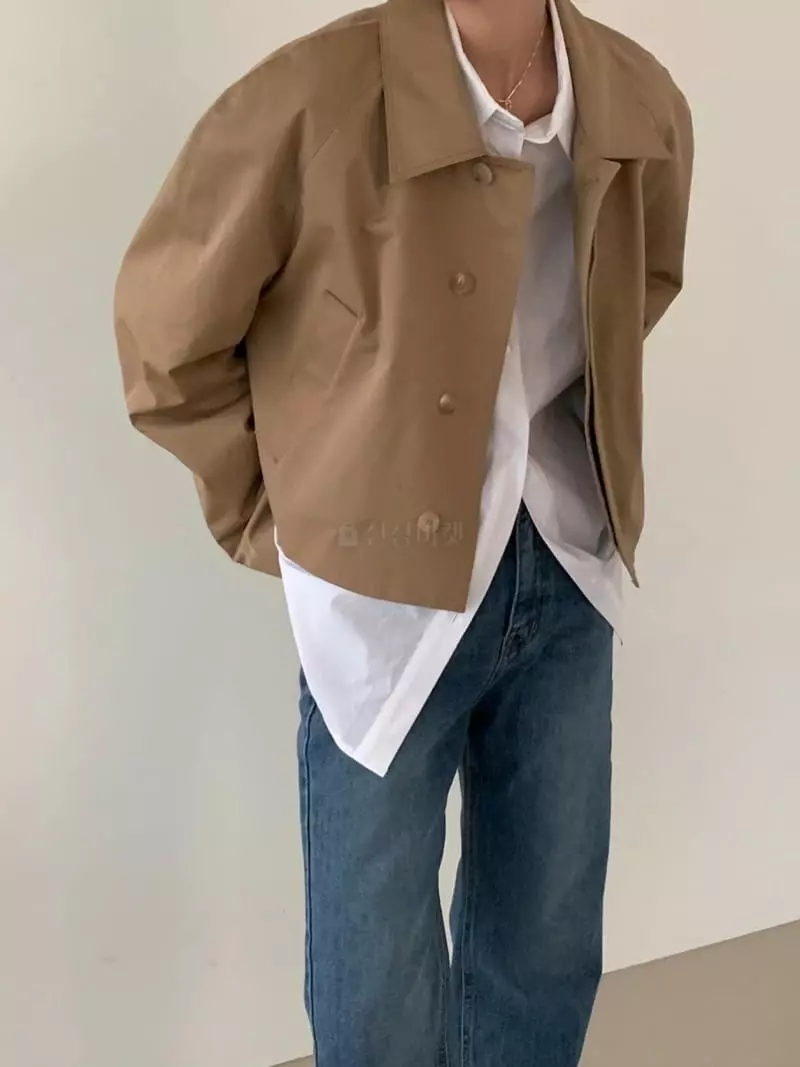 Avecnous - Korean Women Fashion - #restrostyle - Crop Trench Jacket - 5