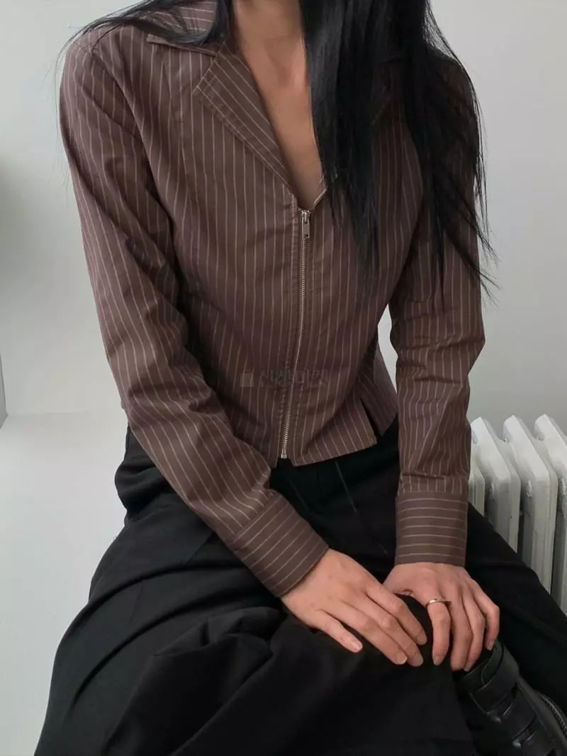 Avecnous - Korean Women Fashion - #thatsdarling - Alit Zip-up Shirt - 5