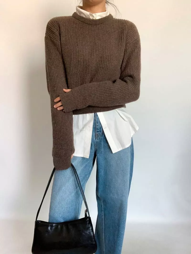 Awesome H - Korean Women Fashion - #momslook - Need You Crop Knit Tee - 12