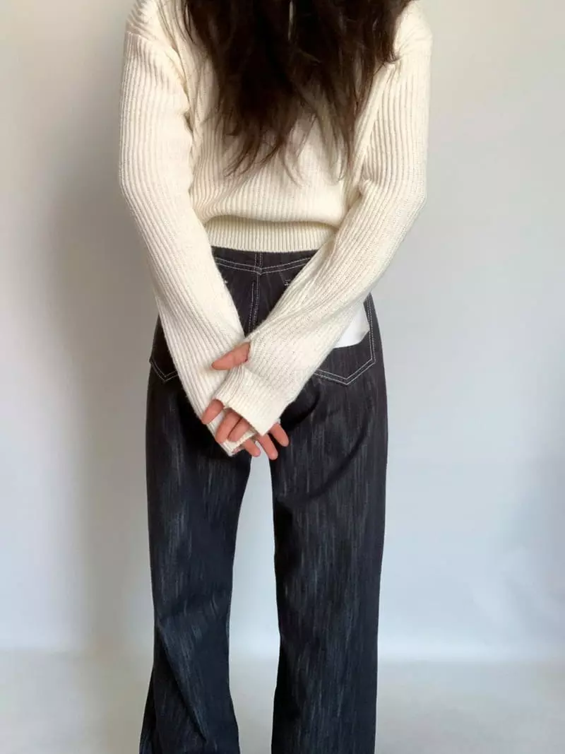 Awesome H - Korean Women Fashion - #momslook - Need You Crop Knit Tee - 2