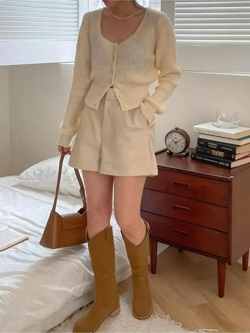 Awesome H - Korean Women Fashion - #momslook - Leather Shorts 