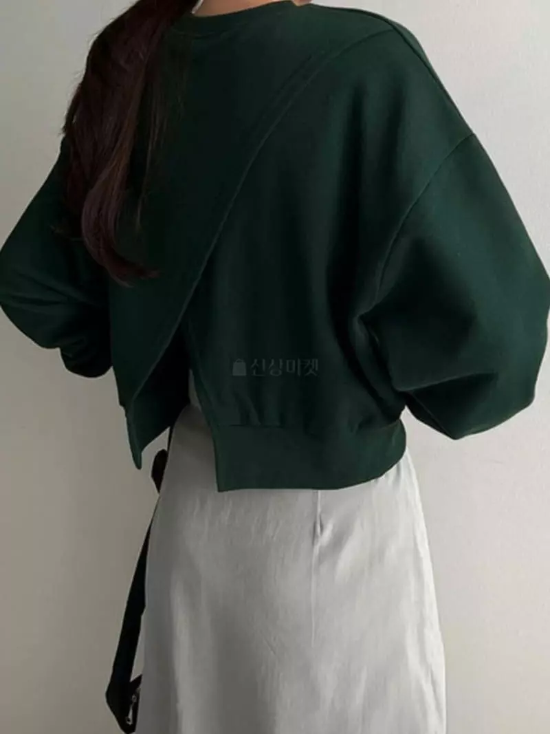 Awesome H - Korean Women Fashion - #momslook - Back Slit Sweatshirt - 2