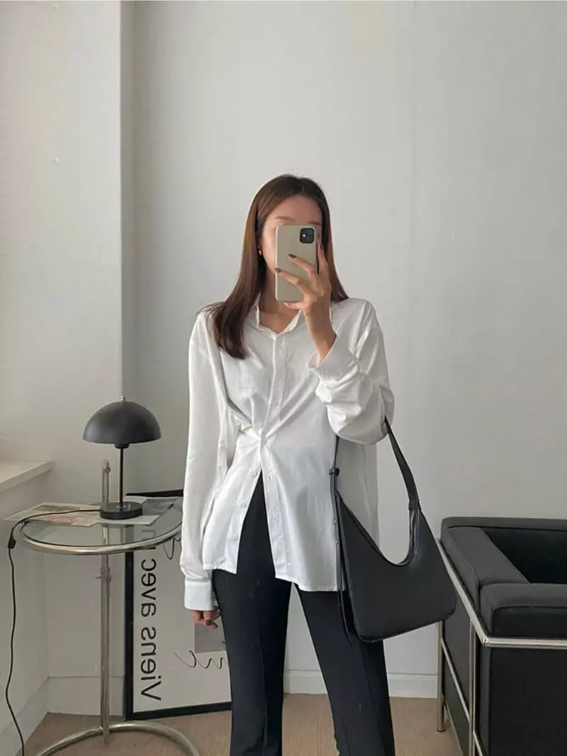 Awesome H - Korean Women Fashion - #momslook - Silky Slit Shirt