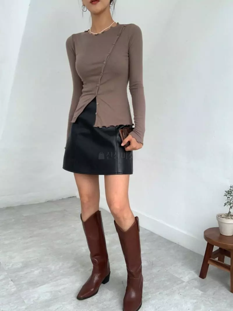 Awesome H - Korean Women Fashion - #momslook - Carry Leather Skirt - 8