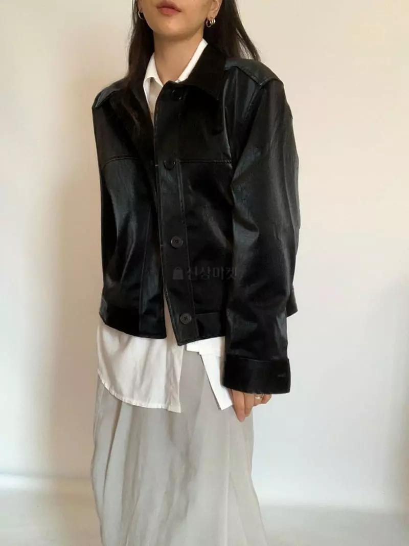 Awesome H - Korean Women Fashion - #momslook - Crack Leather Jacket - 8