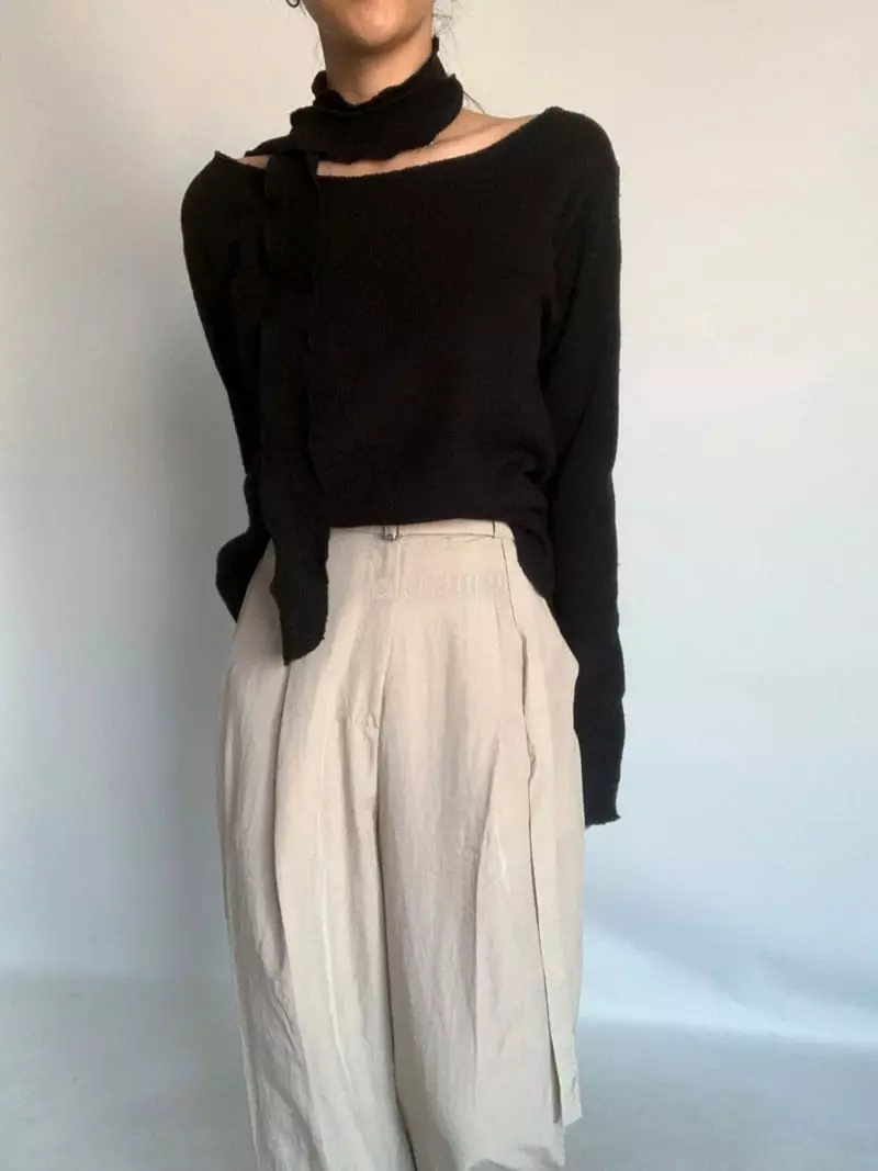 Awesome H - Korean Women Fashion - #momslook - Tie Knit Tee