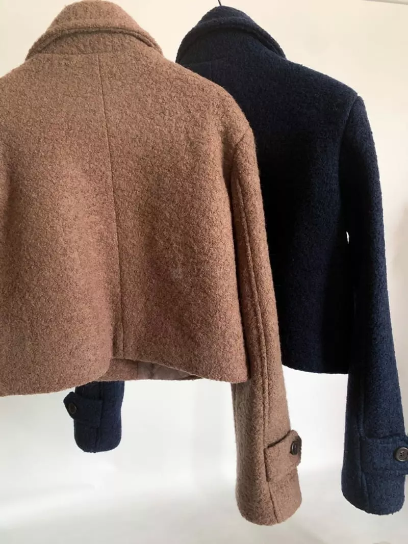 Awesome H - Korean Women Fashion - #momslook - Terry Crop Coat - 2