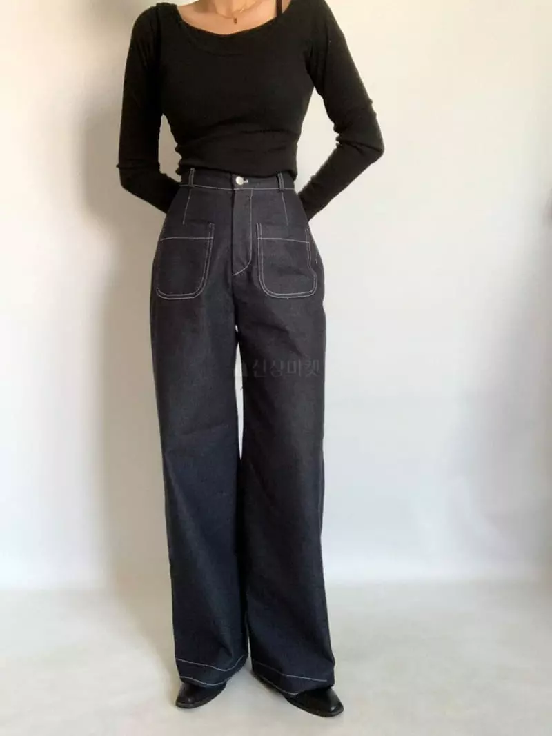 Awesome H - Korean Women Fashion - #momslook - Pure Stitch Jeans