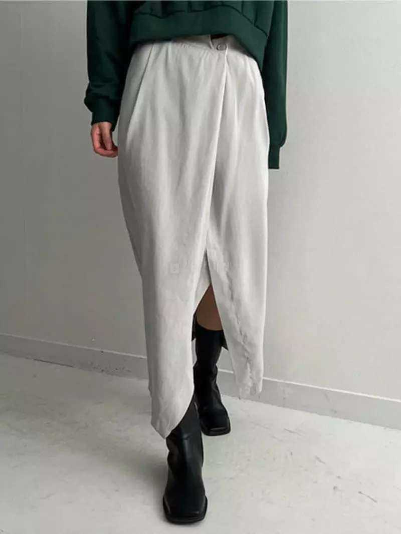 Awesome H - Korean Women Fashion - #womensfashion - Peach Button Skirt - 4