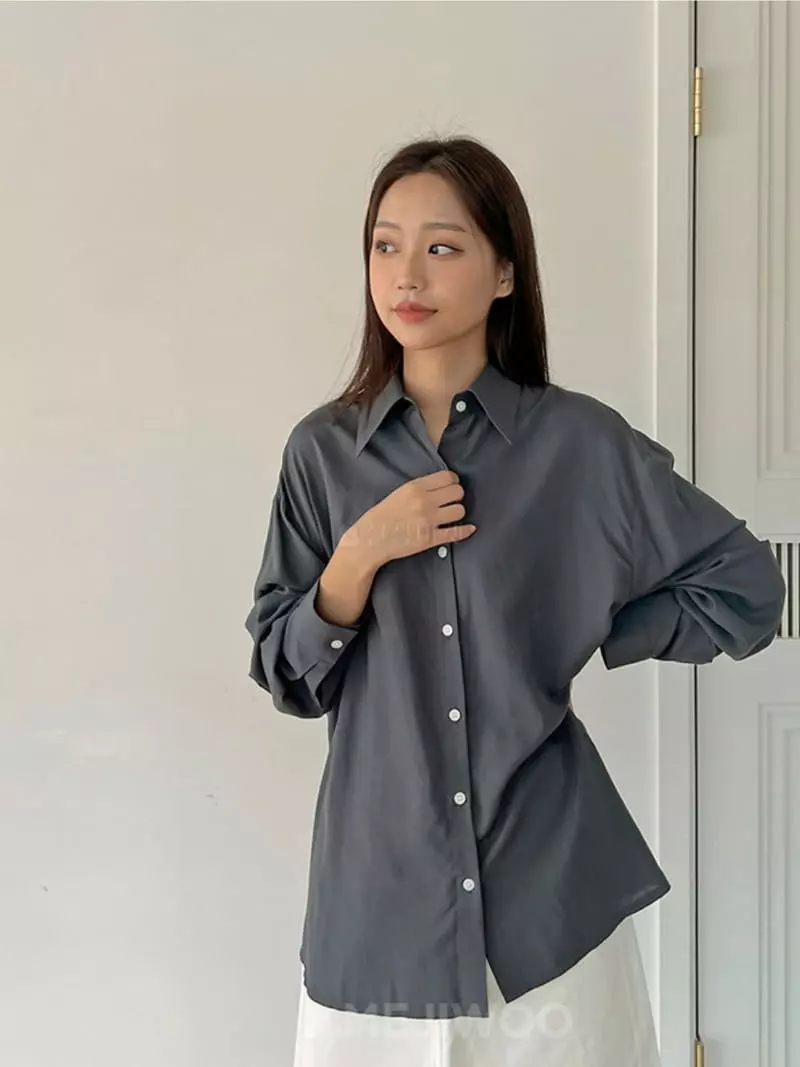 Awesome H - Korean Women Fashion - #romanticstyle - Silky Slit Shirt - 7