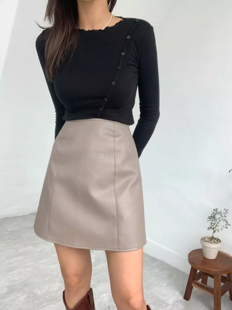 Awesome H - Korean Women Fashion - #shopsmall - Carry Leather Skirt