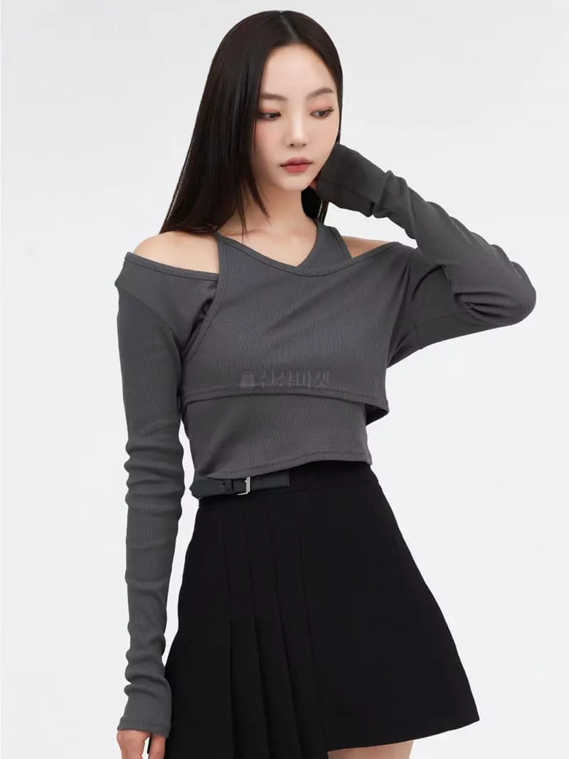 Awesome H - Korean Women Fashion - #womensfashion - Rib Layered Tee - 11