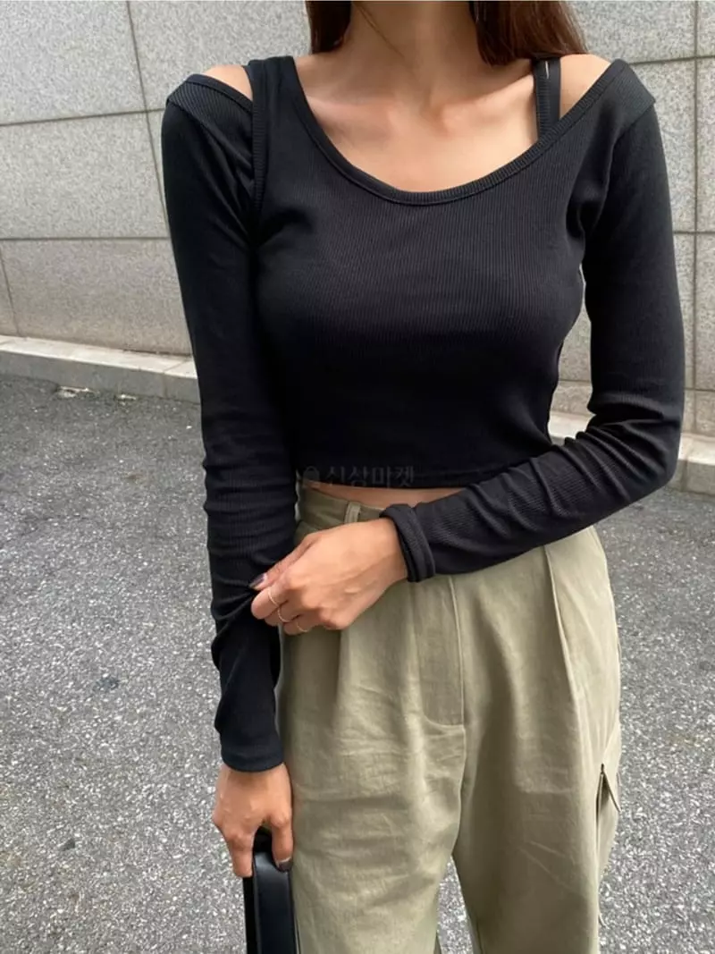 Awesome H - Korean Women Fashion - #womensfashion - Rib Layered Tee - 7