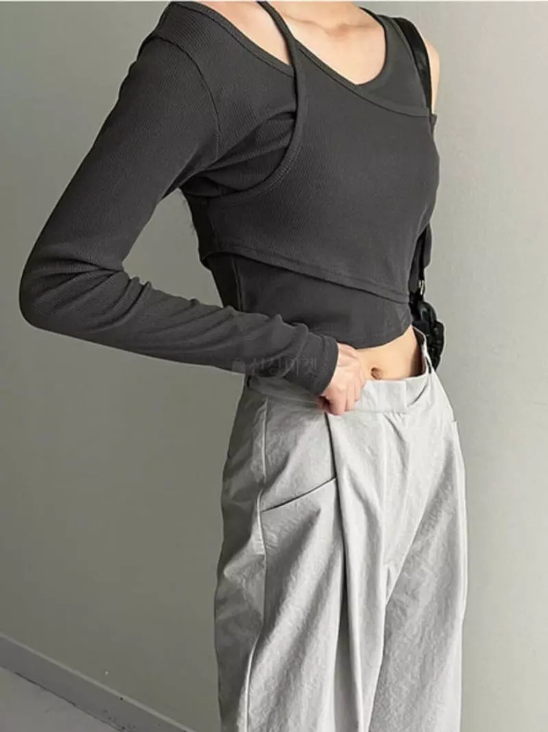 Awesome H - Korean Women Fashion - #womensfashion - Rib Layered Tee - 9