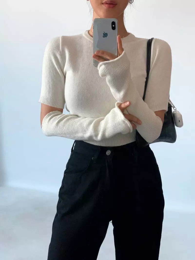 Awesome H - Korean Women Fashion - #womensfashion - Need Warmer Knit Tee - 12