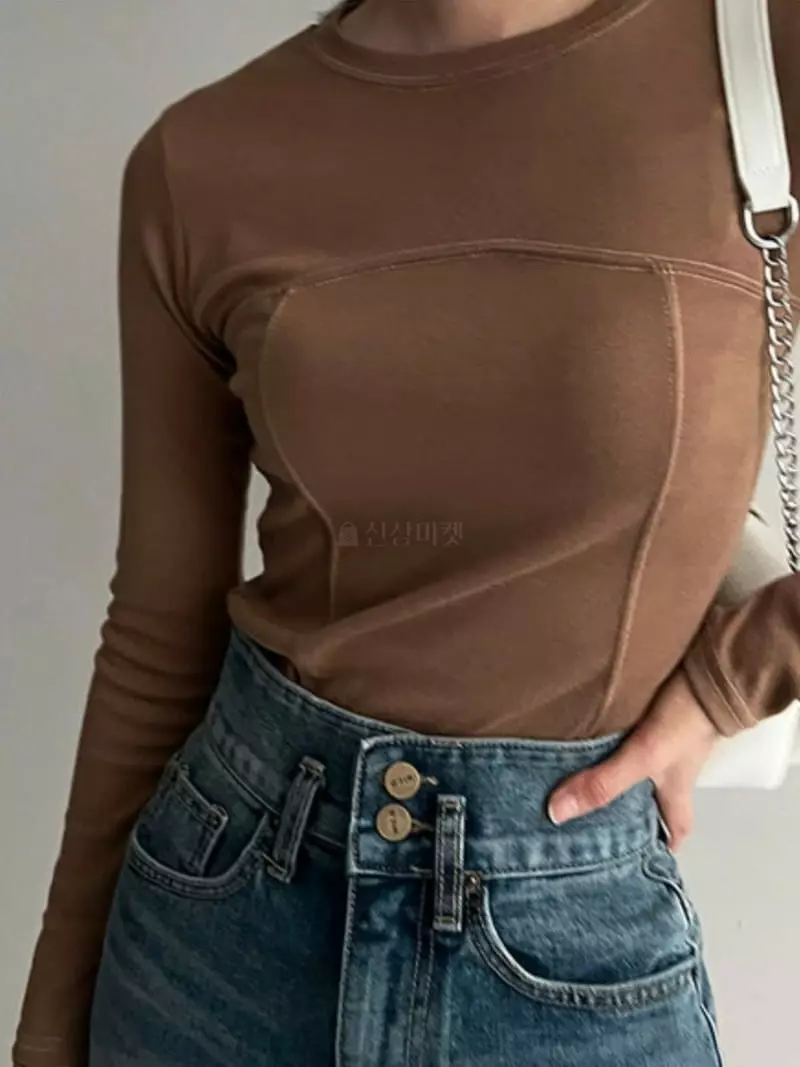 Awesome H - Korean Women Fashion - #momslook - Line Stitch Tee - 4