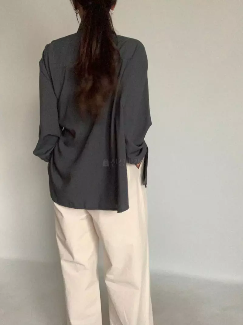 Awesome H - Korean Women Fashion - #womensfashion - Silky Slit Shirt - 12