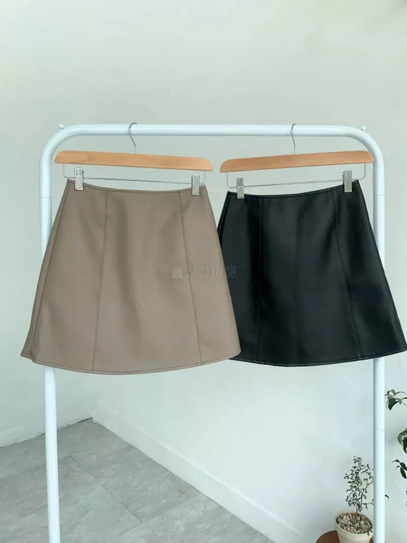 Awesome H - Korean Women Fashion - #womensfashion - Carry Leather Skirt - 5