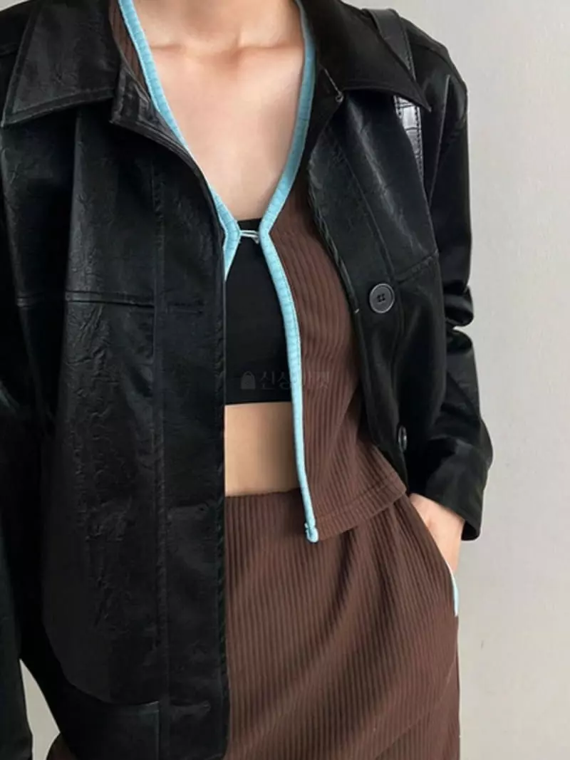 Awesome H - Korean Women Fashion - #womensfashion - Crack Leather Jacket - 5