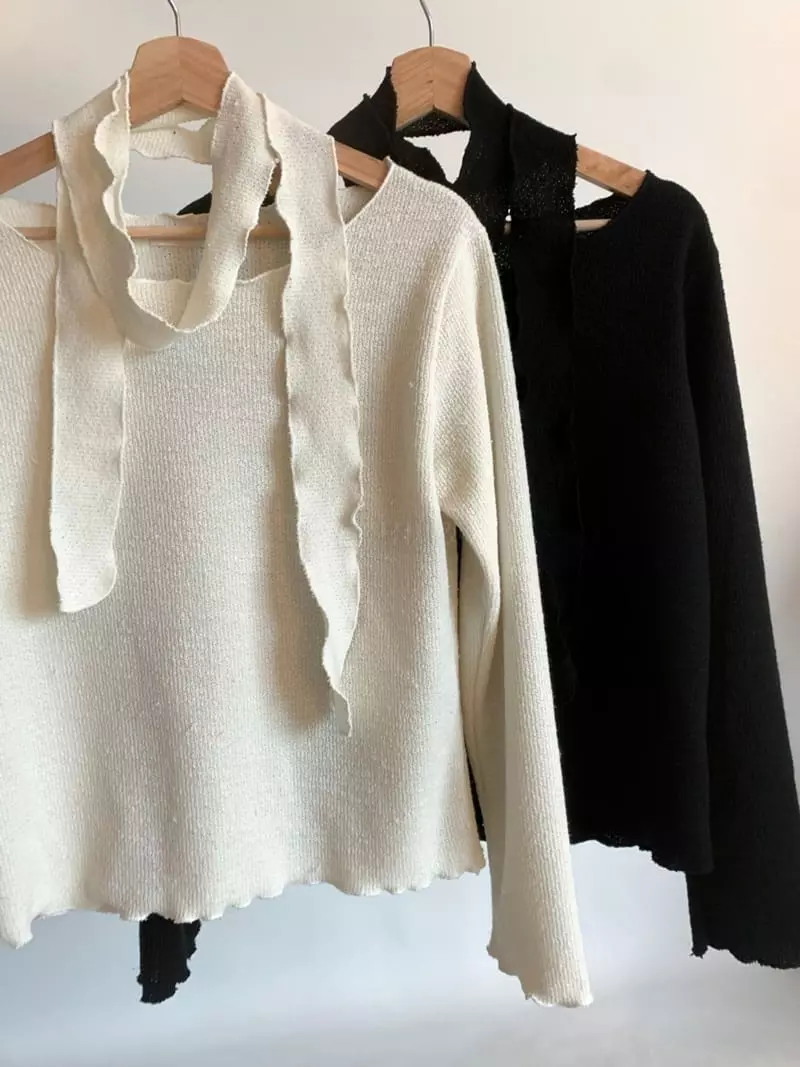 Awesome H - Korean Women Fashion - #womensfashion - Tie Knit Tee - 2