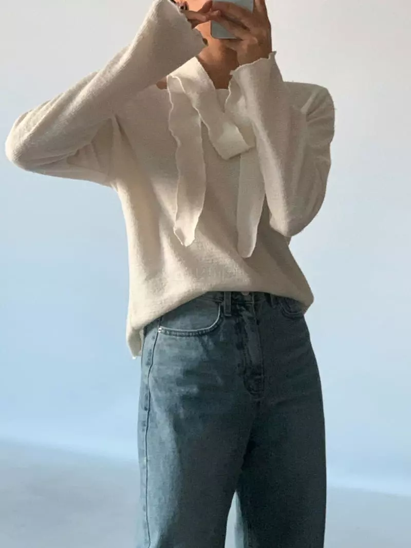 Awesome H - Korean Women Fashion - #womensfashion - Tie Knit Tee - 6
