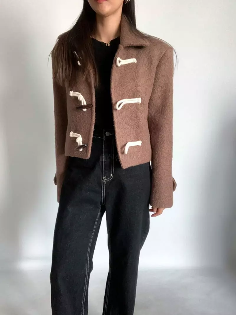 Awesome H - Korean Women Fashion - #womensfashion - Terry Crop Coat - 3