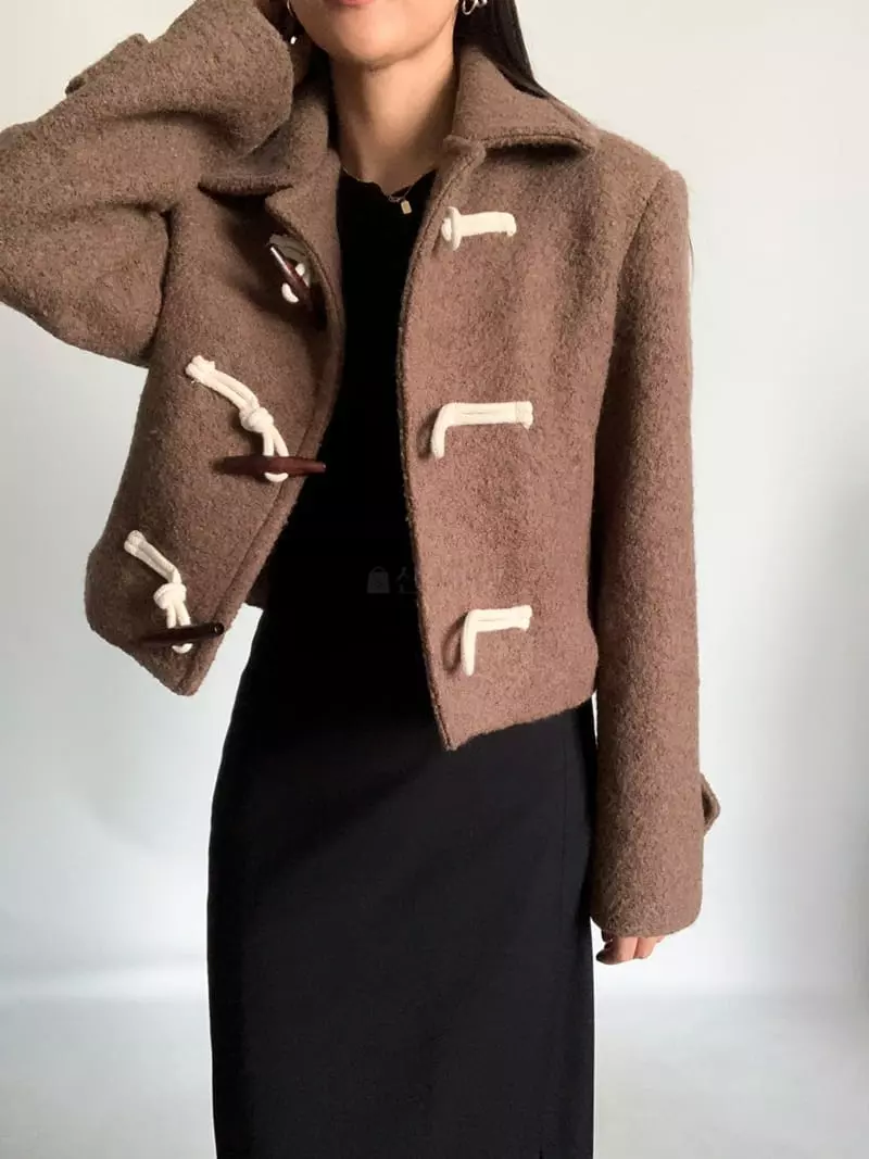 Awesome H - Korean Women Fashion - #womensfashion - Terry Crop Coat - 5