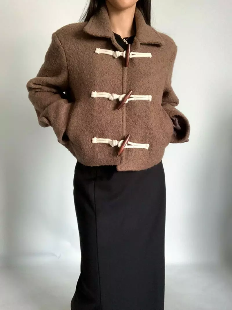 Awesome H - Korean Women Fashion - #womensfashion - Terry Crop Coat - 7