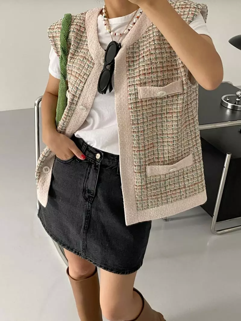 Backstage - Korean Women Fashion - #womensfashion - Twid Vest - 4