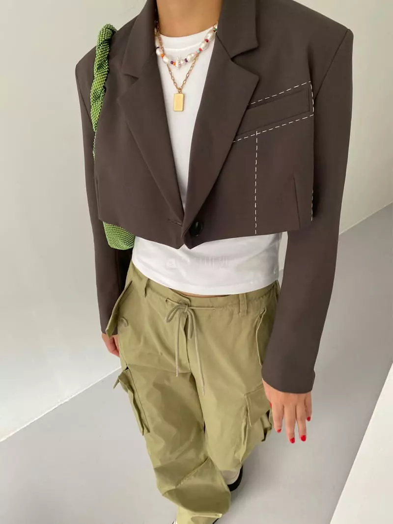 Backstage - Korean Women Fashion - #momslook - Stitch Crop Jacket - 5