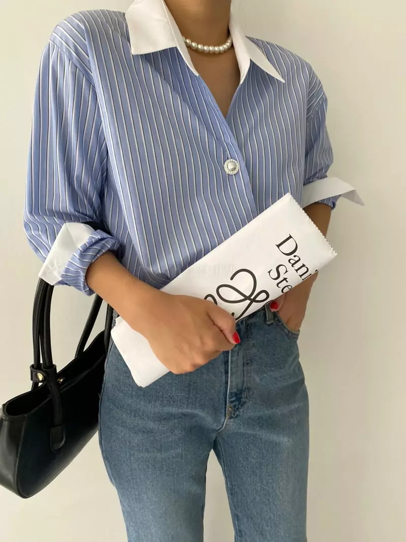 Backstage - Korean Women Fashion - #romanticstyle - Beat Stripes Shirt - 6