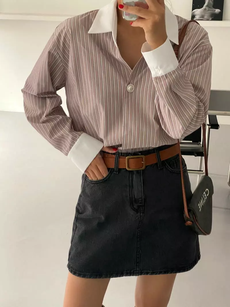 Backstage - Korean Women Fashion - #vintageinspired - Beat Stripes Shirt - 2