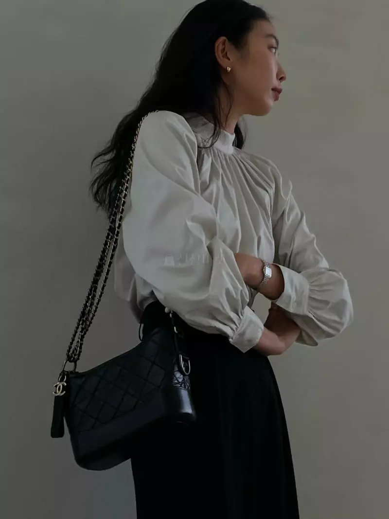 Baie Oud - Korean Women Fashion - #womensfashion - Half High Neck Shirring Blouse - 3