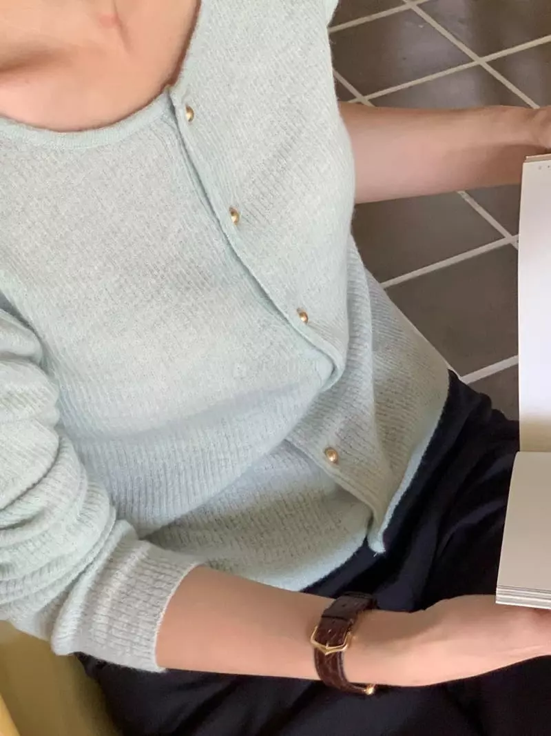 Baking Powder - Korean Women Fashion - #momslook - Deju Rib Cardigan