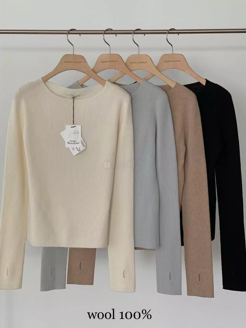 Baking Powder - Korean Women Fashion - #momslook - Pist Lip Rib Knit Tee - 8