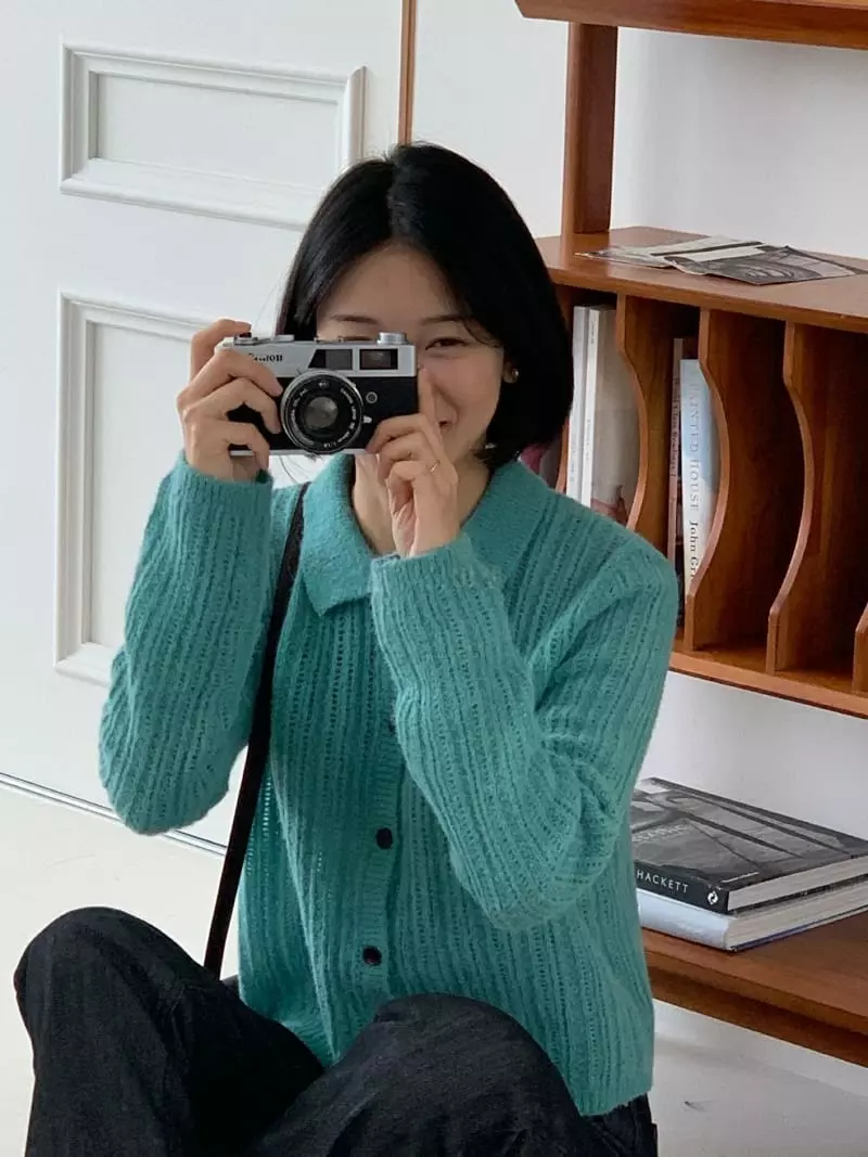 Baking Powder - Korean Women Fashion - #romanticstyle - Frank Collar Cardigan - 3
