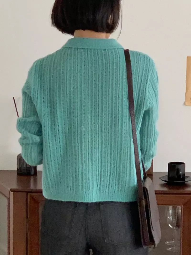 Baking Powder - Korean Women Fashion - #romanticstyle - Frank Collar Cardigan - 4
