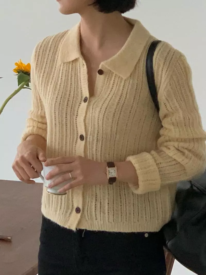 Baking Powder - Korean Women Fashion - #thatsdarling - Frank Collar Cardigan - 5