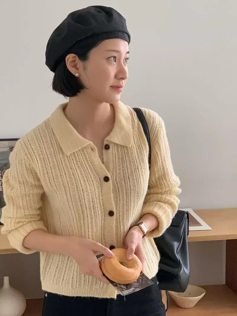 Baking Powder - Korean Women Fashion - #thelittlethings - Frank Collar Cardigan - 6