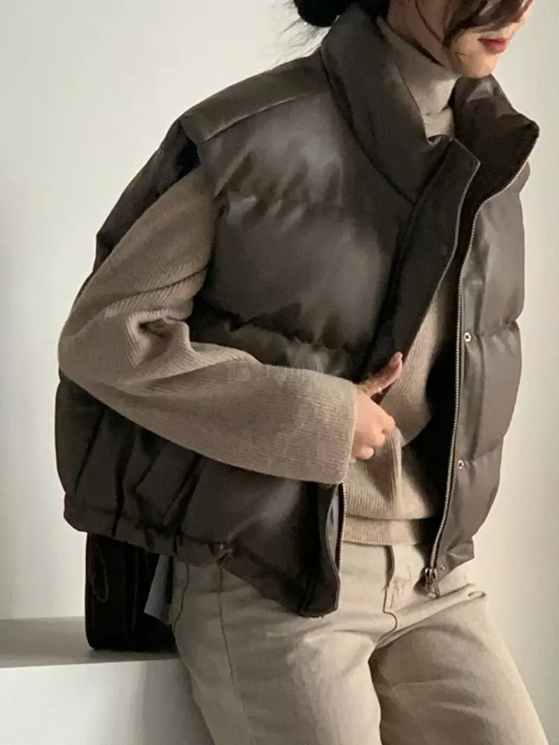 Baribari - Korean Women Fashion - #momslook - Leather High Vest
