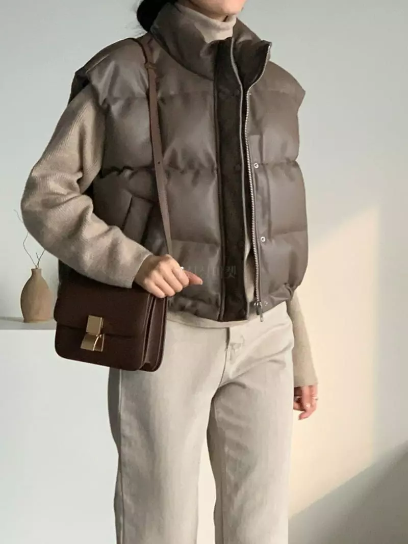 Baribari - Korean Women Fashion - #momslook - Leather High Vest - 3