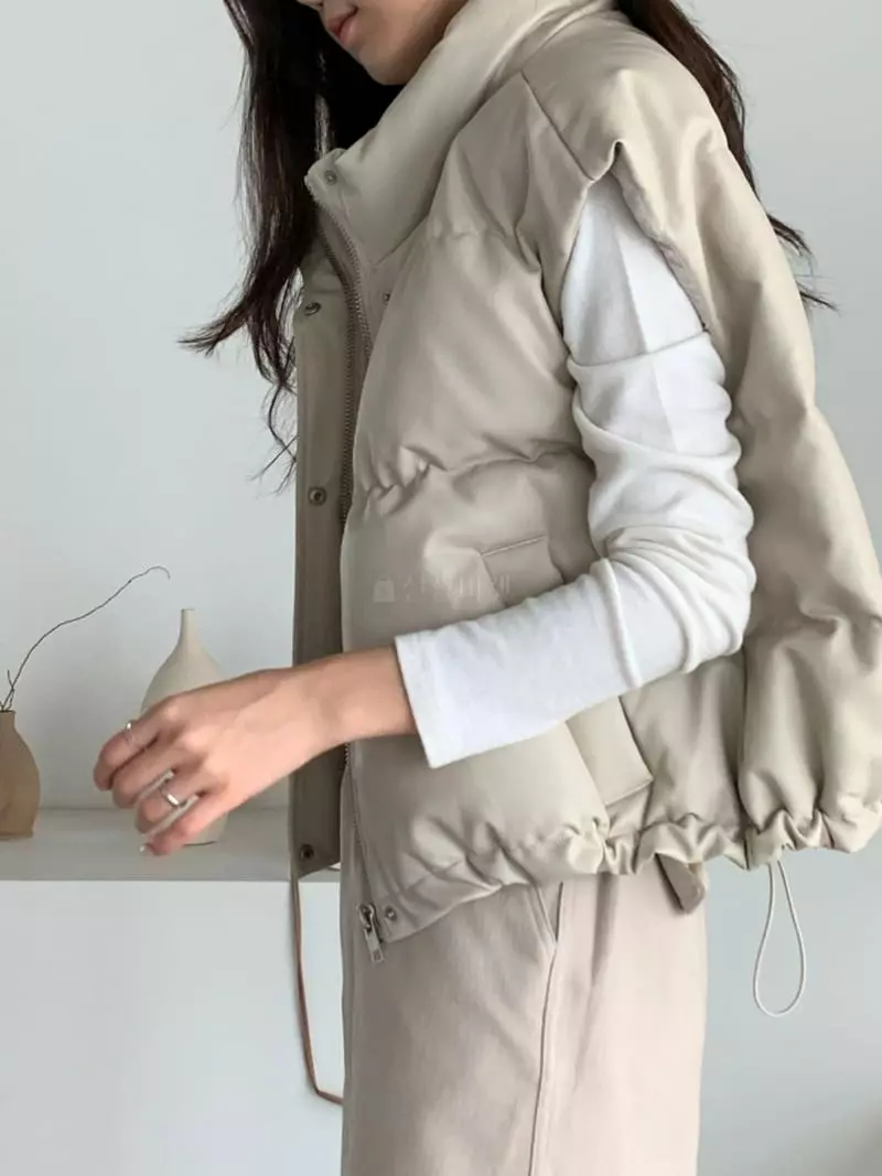 Baribari - Korean Women Fashion - #momslook - Leather High Vest - 7
