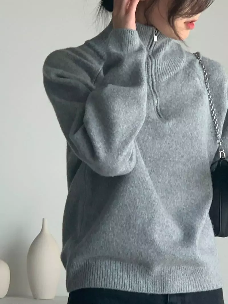 Baribari - Korean Women Fashion - #momslook - Air Turtleneck Zip-up - 10