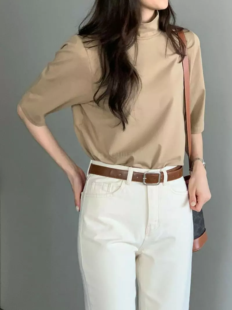 Baribari - Korean Women Fashion - #shopsmall - 5 Half Turtleneck Tee - 4